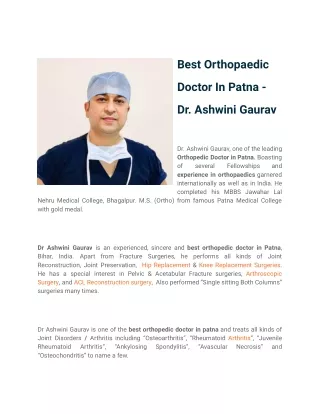 Best Orthopedic Doctor in Patna | Knee and Hip Replacement | Dr. Ashwini