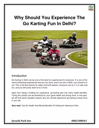 why should you experience the go karting