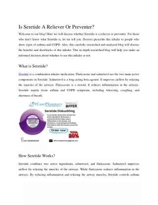 Is Seretide A Reliever Or Preventer? | Buy Seretide Diskus