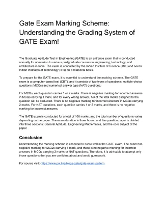 Gate Exam Marking Scheme:Understanding the Grading System of GATE Exam