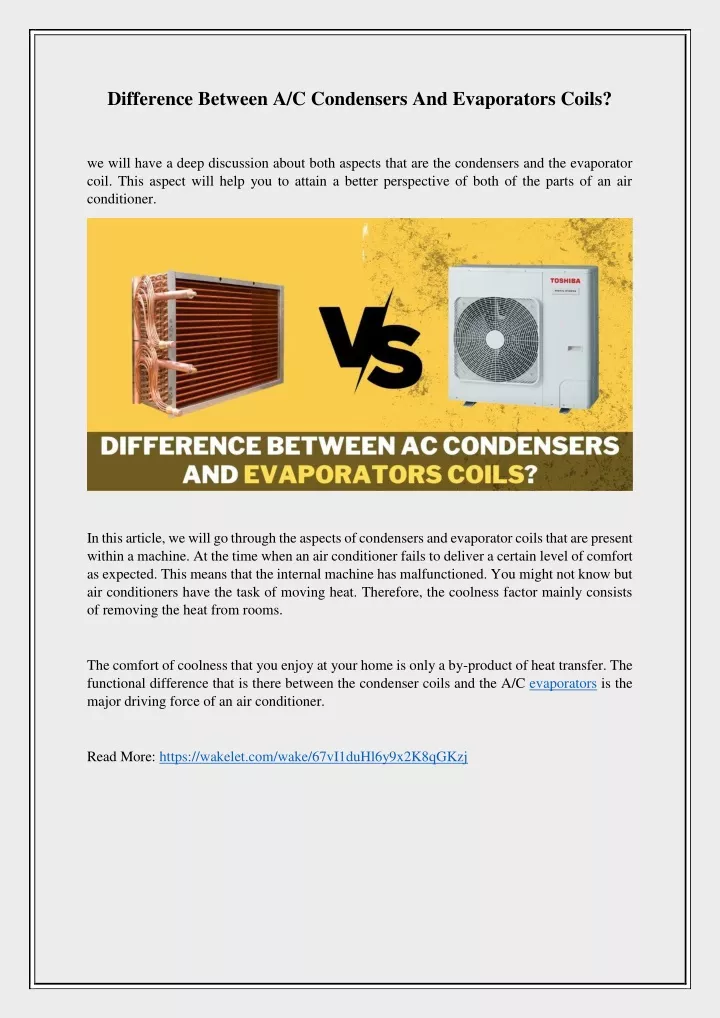 difference between a c condensers and evaporators