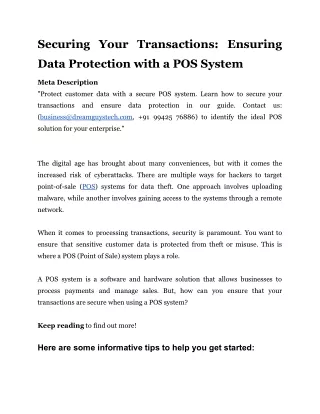 Securing Your Transactions_ Ensuring Data Protection with a POS System_