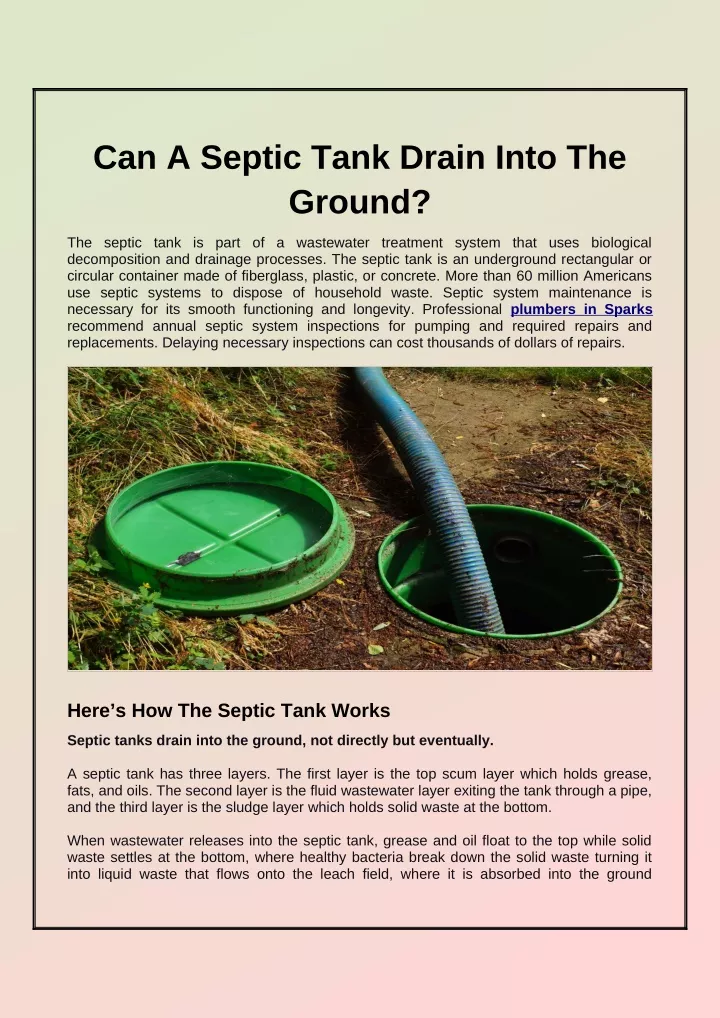 can a septic tank drain into the ground