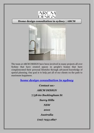 Home design consultation in sydney | ARCM