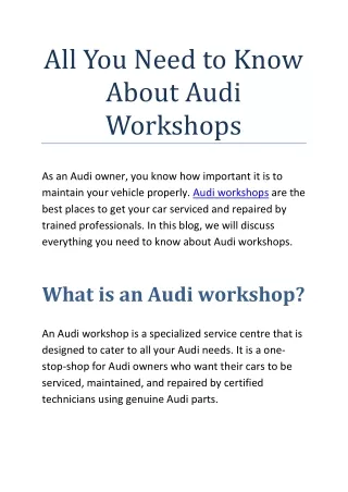 All You Need to Know About Audi Workshop1