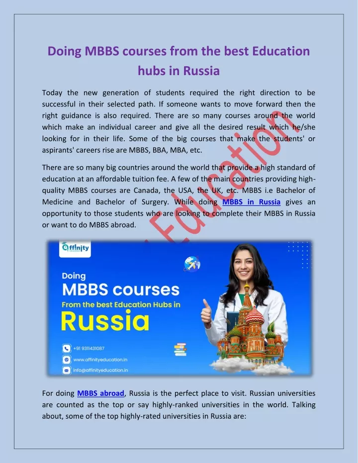 doing mbbs courses from the best education hubs