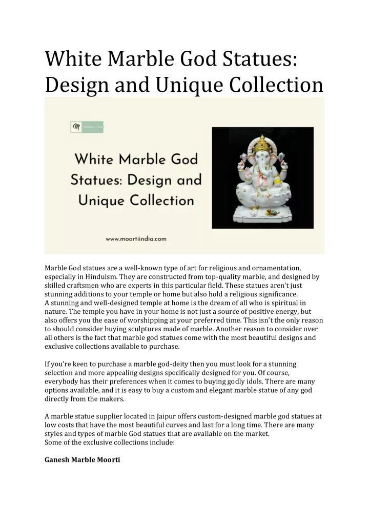 white marble god statues design and unique