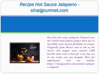 Recipe Hot Sauce Jalapeno - sinaigourmet.com