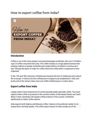 how to export coffee from india