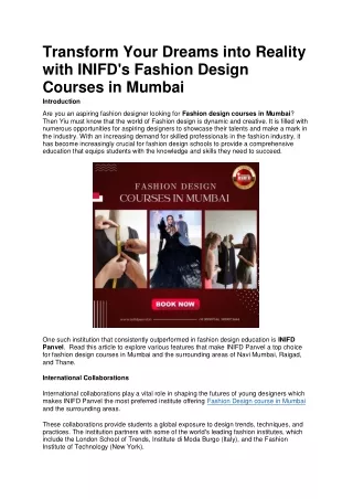 INIFD's Fashion Design Courses in Mumbai