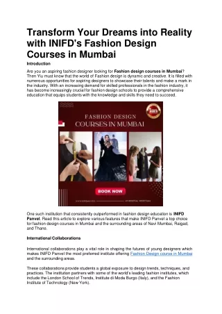 INIFD's Fashion Design Courses in Mumbai