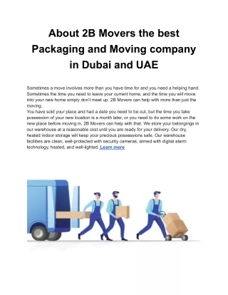 About 2B Movers the best Packaging and Moving company in Dubai and UAE 4
