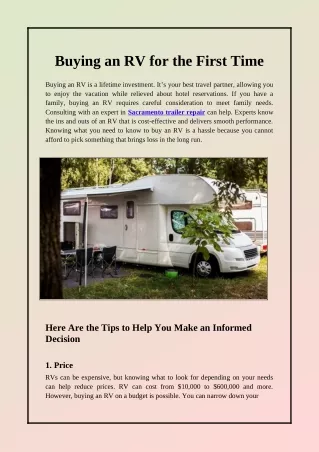 buying an rv for the first time
