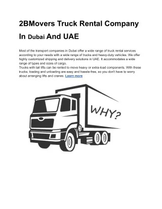 2BMovers Truck Rental Company In Dubai And UAE 9