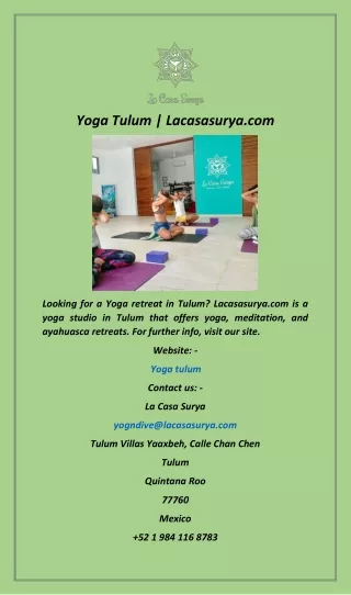 Yoga Tulum  Lacasasurya