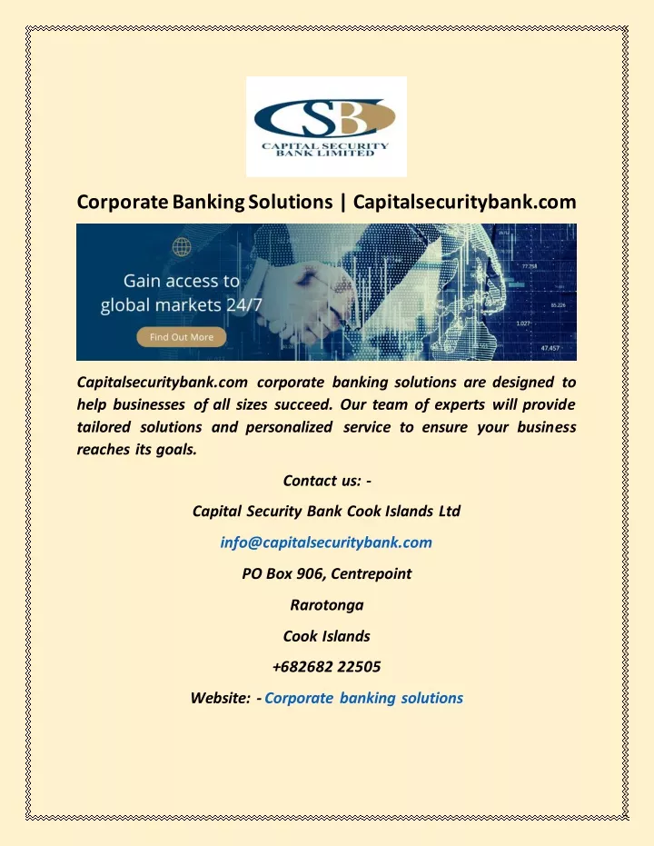 corporate banking solutions capitalsecuritybank