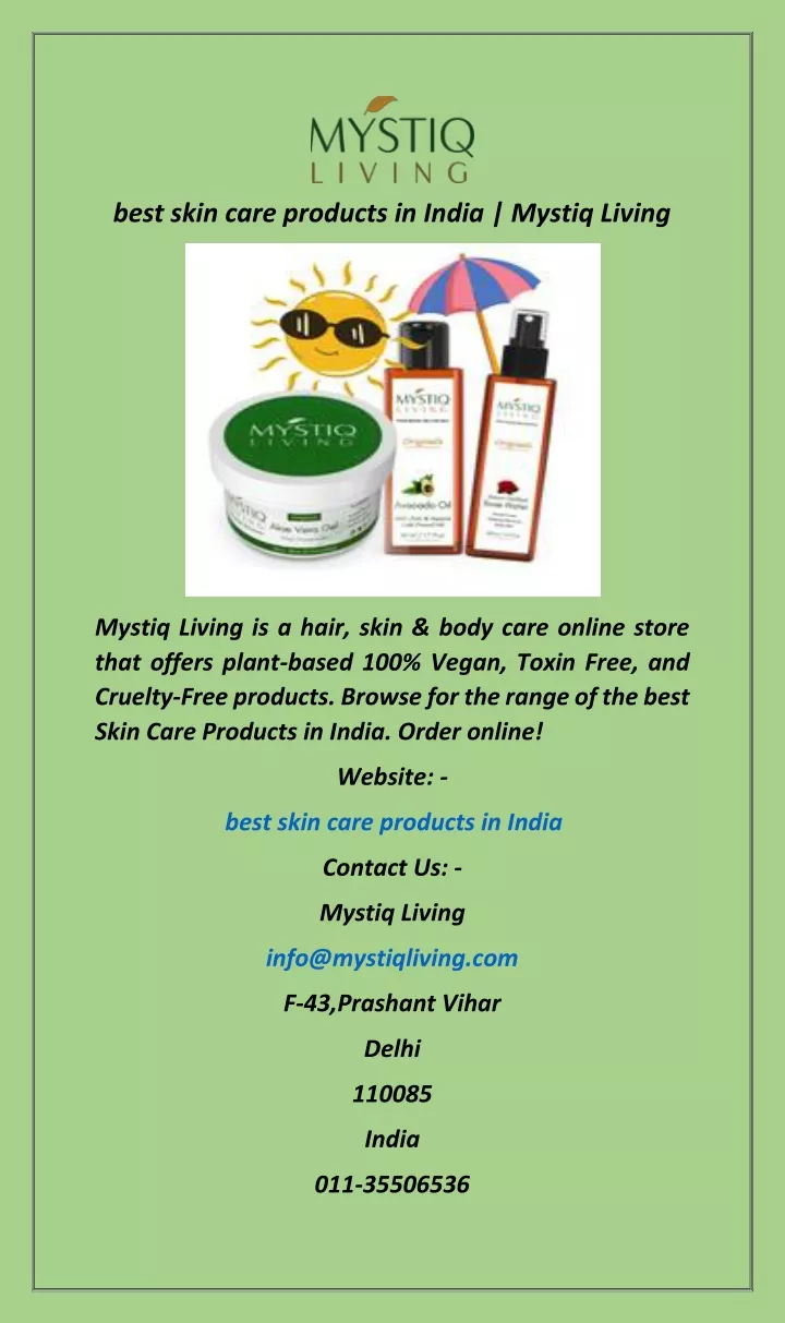 best skin care products in india mystiq living