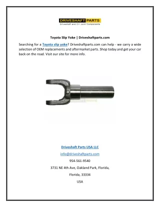 Toyota Slip Yoke | Driveshaftparts.com