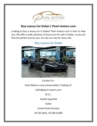 Buy Luxury Car Dubai Pearl-motors.com