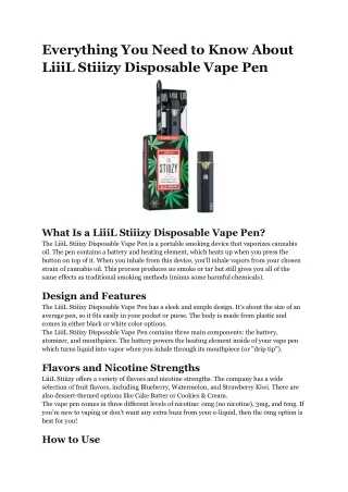Everything You Need to Know About LiiiL Stiiizy Disposable Vape Pen