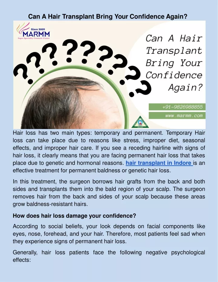 can a hair transplant bring your confidence again