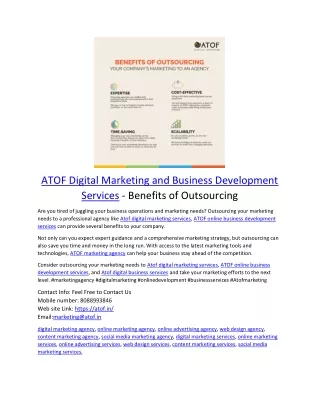ATOF Digital Marketing and Business Development Services - Benefits of Outsourcing