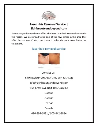 Laser Hair Removal Service  Skinbeautyandbeyond.com