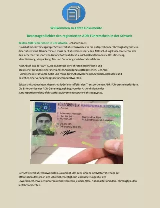 BeantragenSiehier den registrierten ADR-Führerschein in der Schweiz