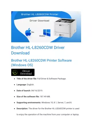 Brother HL-L8260CDW Driver Download