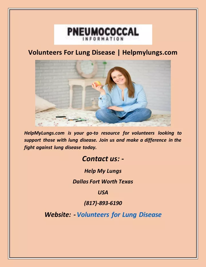 volunteers for lung disease helpmylungs com