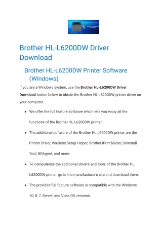 Brother HL-L6200DW Driver Download