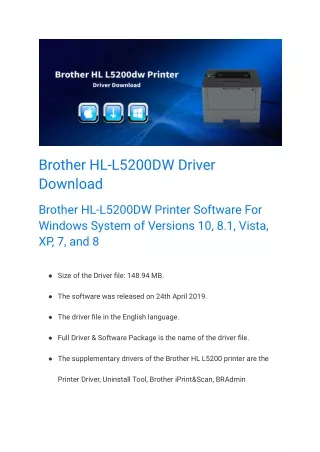 Brother HL-L5200DW Driver Download
