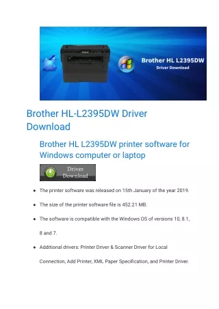 Brother HL-L2395DW Driver Download