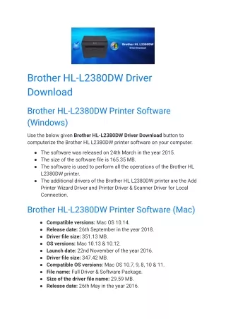 Brother HL-L2380DW Driver Download