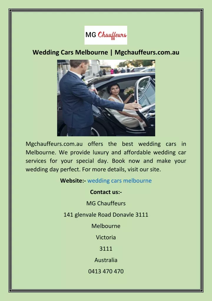 wedding cars melbourne mgchauffeurs com au