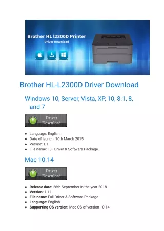 Brother HL-L2300D Driver Download