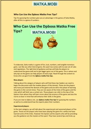 who can use the dpboss matka free tips