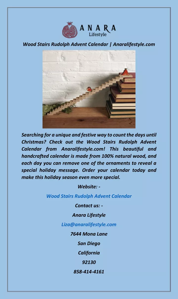 wood stairs rudolph advent calendar