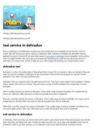 dehradun taxi service