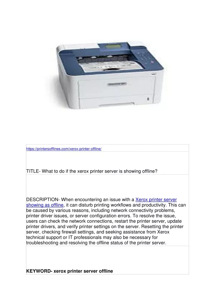 https printersofflines com xerox printer offline