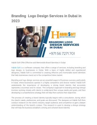 Branding  Logo Design Services in Dubai in 2023