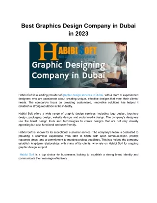 Best Graphics Design Company in Dubai in 2023