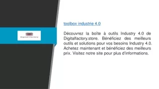 Boîte à outils Industry 4.0  Digitalfactory.store