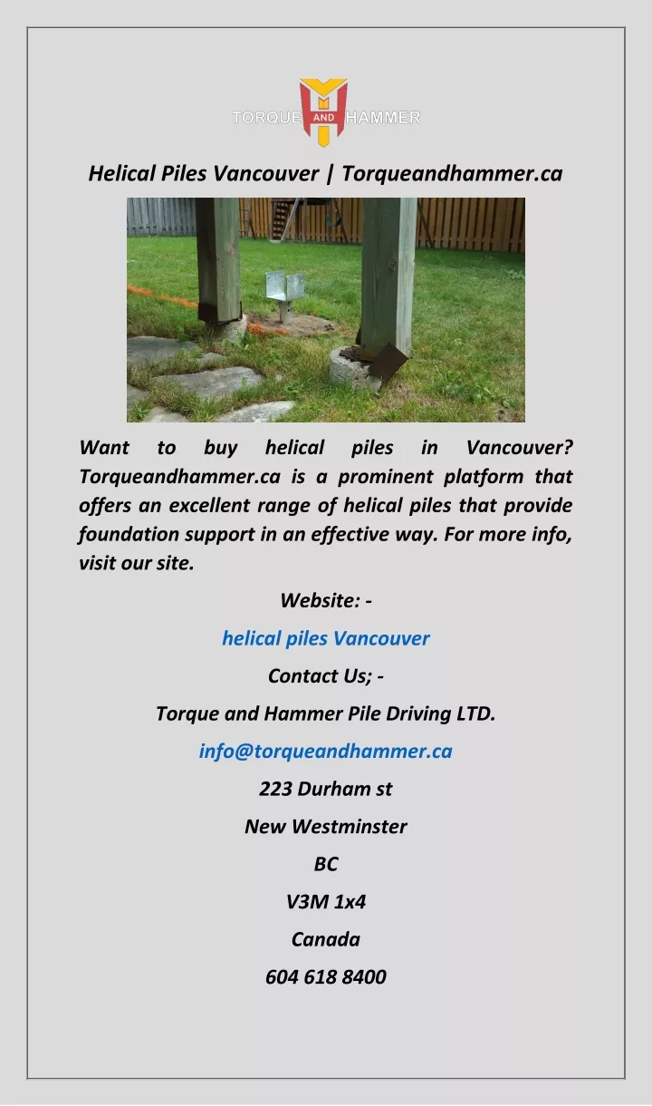 helical piles vancouver torqueandhammer ca