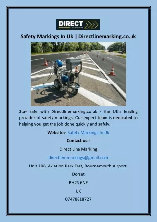 Safety Markings In Uk  Directlinemarking.co.uk