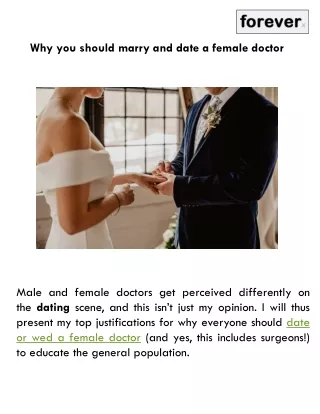 Why you should marry and date a female doctor