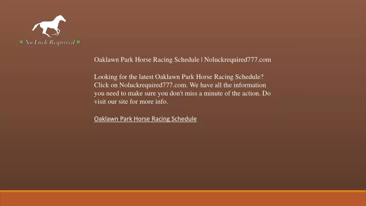 oaklawn park horse racing schedule