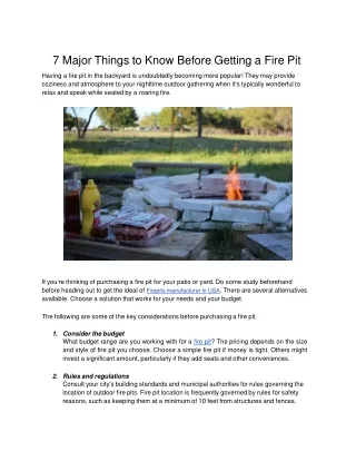 7 Major Things to Know Before Getting a Fire Pit