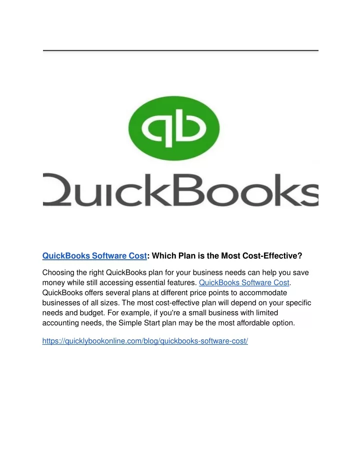 quickbooks software cost which plan is the most