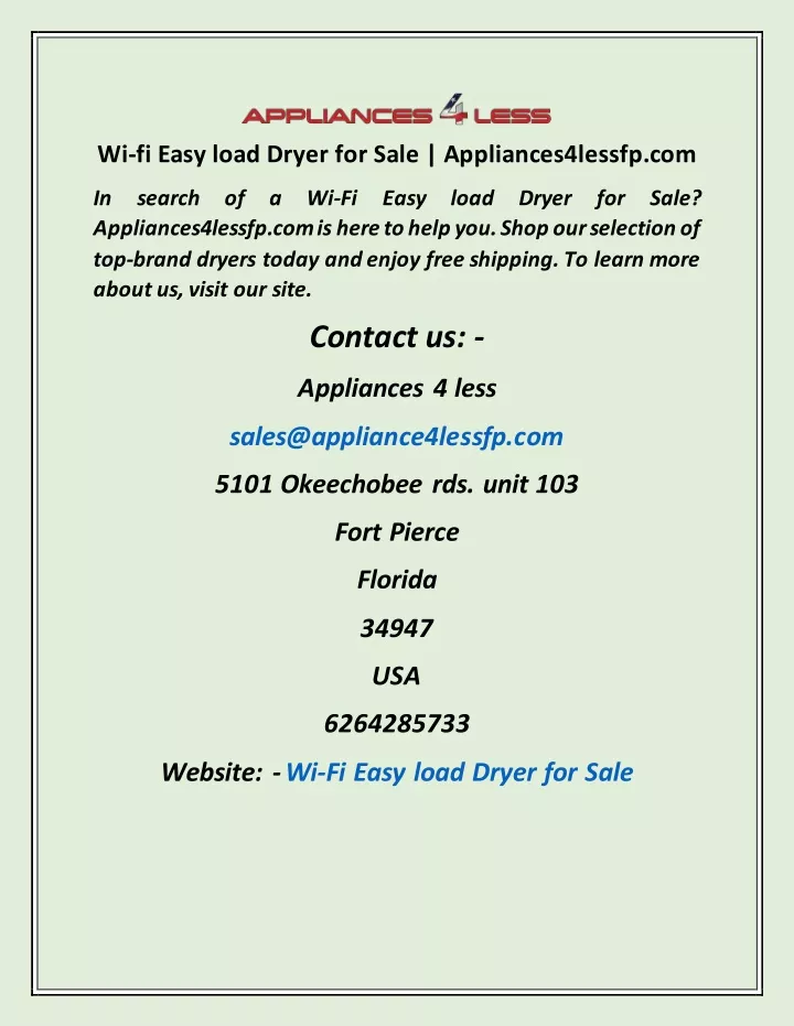 wi fi easy load dryer for sale appliances4lessfp